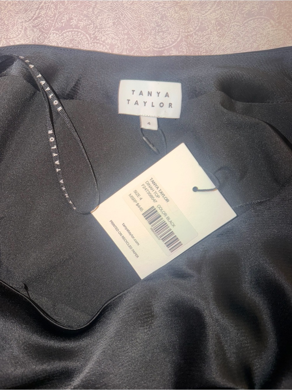 Tanya Taylor Black Satin Slip